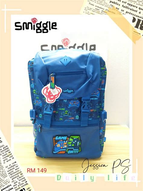 Ready Stock Original Smiggle Blue Game Over Backpack Kids School Bag