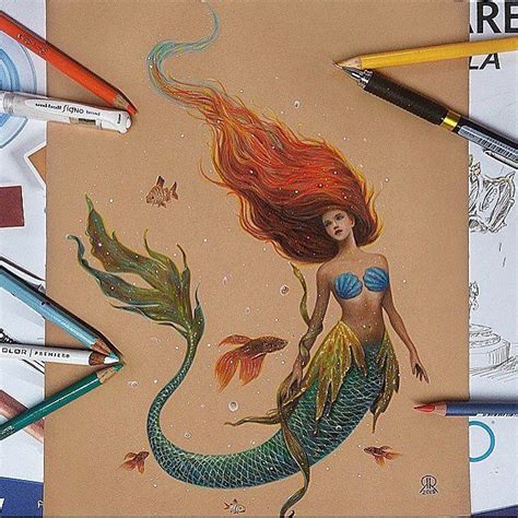 With a pencil and some paper, you can do it at home! Real Life Ariel | Art By @ronaldrestituyo #allforarts ...