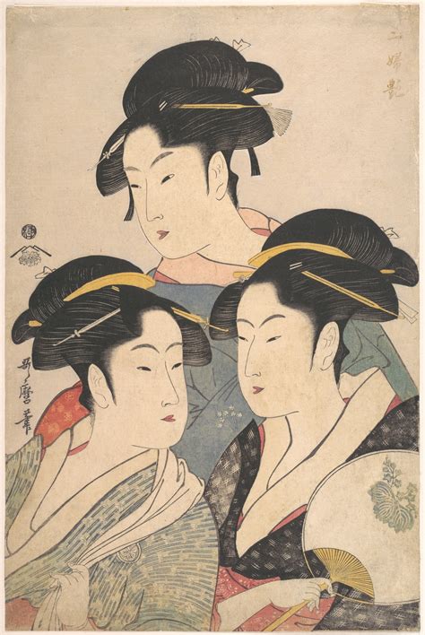 Prints Three Beauties Kitagawa Utamaro Utamaro Print Three Beauties Of