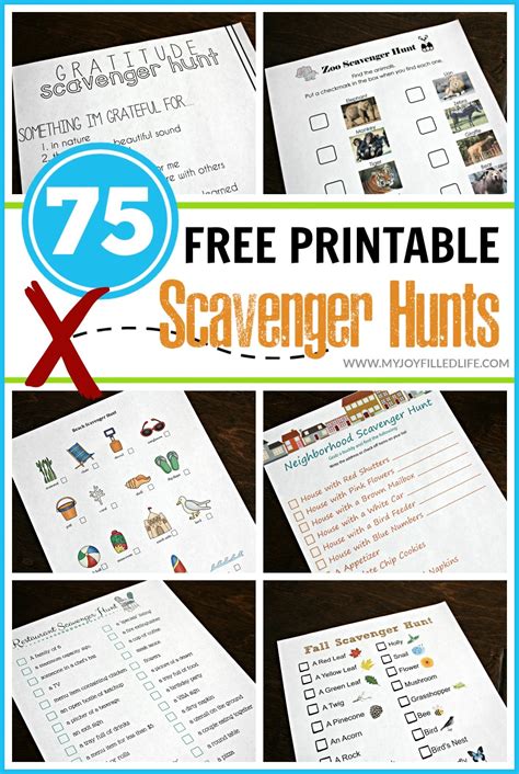 We shared over 100 riddles for adults!! 75 Free Printable Scavenger Hunt Pin - My Joy-Filled Life