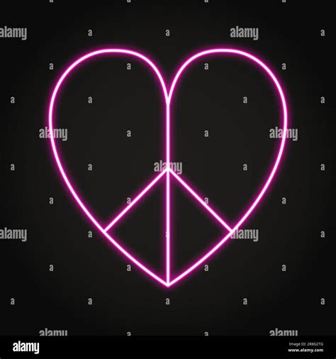 Heart With Peace Sign Neon Icon Love And Peace Symbol Peaceful Heart