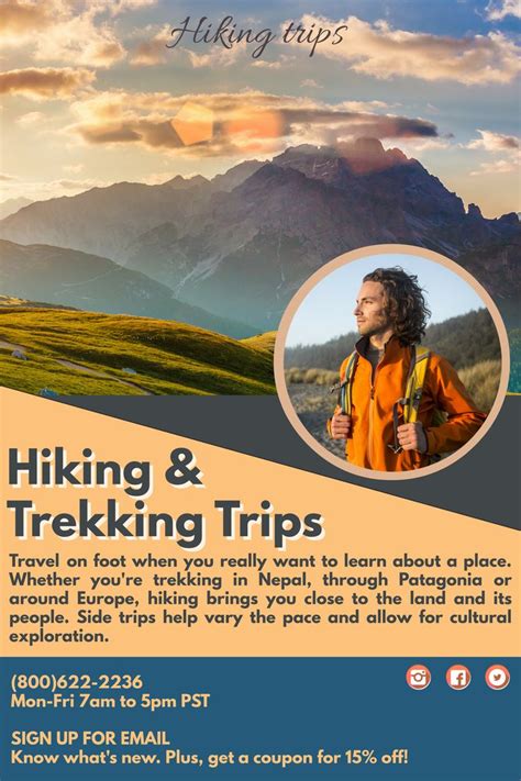 Hiking Trip Advertisement Pamphlet Flyer Social Media Graphic Design