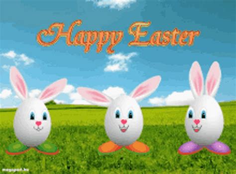Animated Happy Easter Jumping Egg Bunnies GIF GIFDB Com