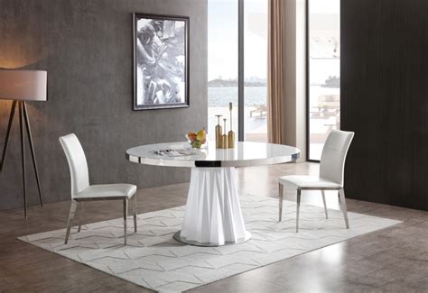 To set a formal table, you'll need a table cloth, charger, dinner plates, soup bowls, salad plates, bread plates, napkins, salad forks, dinner forks, knives, soup spoons, butter wine is set from right to the left in the order used. Modrest Cabaret Modern White Round Dining Table