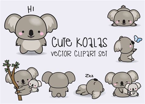 Premium Vector Clipart Kawaii Koala Koalas Lindos Gráfico Illustration