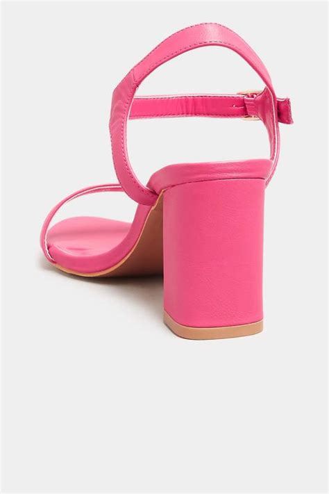 Limited Collection Hot Pink Block Heel Sandal In Wide E Fit And Extra