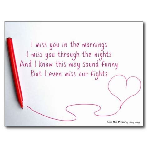 Funny Miss You Poem About Love And Fights Postcard