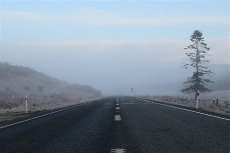 Free Images Snow Fog Mist Bridge Morning Driving Line Weather