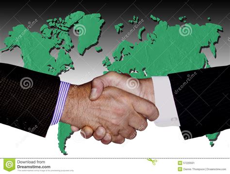 Business Men Shaking Hands World Globe Earth Background International