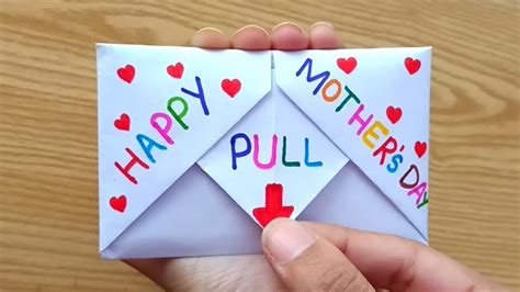 Diy Surprise Message Card For Mothers Day Pull Tab Origami