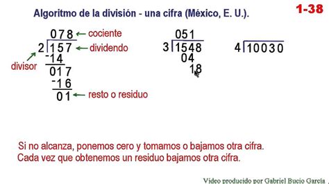 1-38 Algoritmo de la división - una cifra (México, E. U.) - YouTube