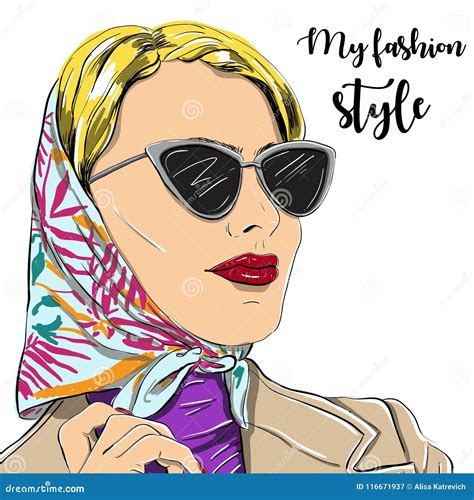 Beautiful Fashion Woman In Sunglasses Vector Illustration Eps Stock Vector Illustration Of