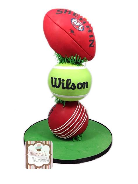 Cake Inspiration 3 Tier Novelty Sports Balls Cricket Tennis Afl Football Birthday Cakes