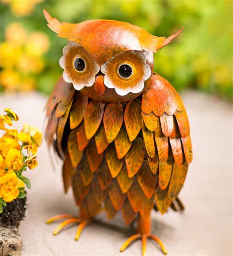 Handcrafted And Hand Painted Indooroutdoor Metal Owl Sculpture Wind