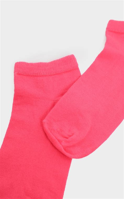 Neon Pink Ankle Socks Prettylittlething Qa