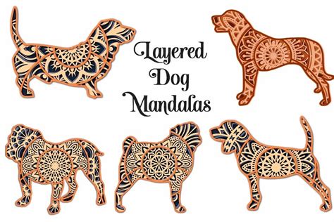Mandala Dog Svg Bundle 3d Layered Mandalas 809598 Cut Files