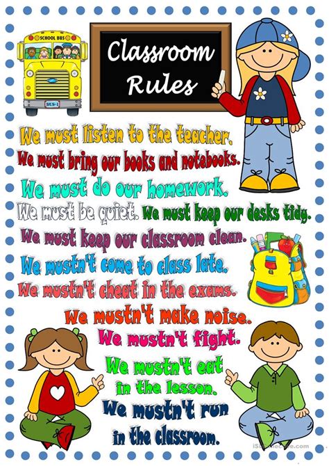 Classroom Rules Poster Worksheet Free Esl Printable Worksheets Made