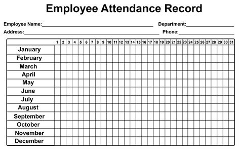 Monthly Employee Attendance 2020 Calendar Template Printable Riset