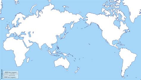 Mapa Gratuito Del Mundo Océano Pacífico En El Centro Mapa En Blanco