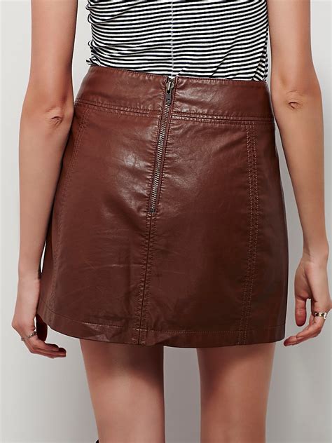 Lyst Free People Zip To It Vegan Leather Mini Skirt In Brown