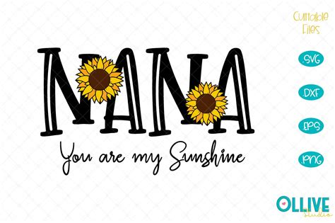 Nana Sunflower SVG, Nana Cut File (561618) | Cut Files | Design Bundles