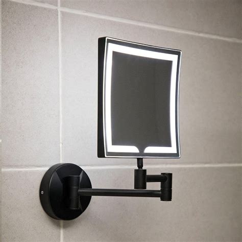 Vellamo Led Illuminated Matt Black Square Magnifying Wall Mirror Mirror Wall Wall Mounted
