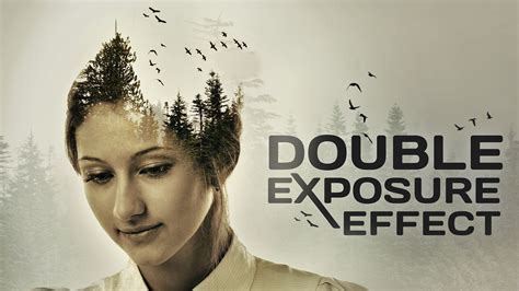 A Woman With Trees On Her Head And The Words Double Exposure Effect In