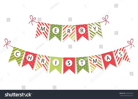 Festive Bunting Flags With Letters Merry Christmas In Traditional