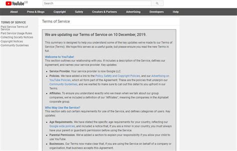 Youtube Terms Of Service Will Be Updated On December 10th