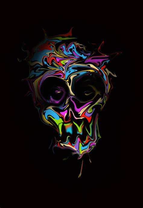 Perfect screen background display for desktop, pc, mobile device, laptop, smartphone, android phone, iphone, computer and other devices. Wallpaper : digital art, skull, simple background ...