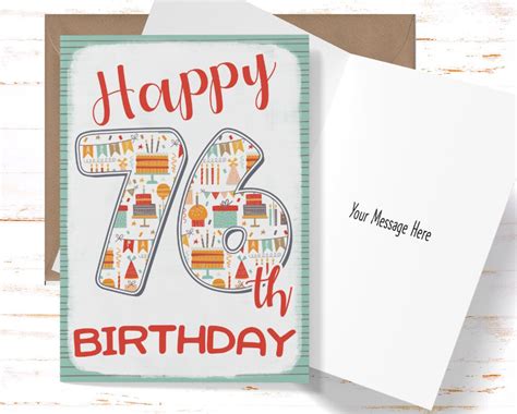 Happy 76th Birthday Card For Her Birthday Card For 76th Etsy