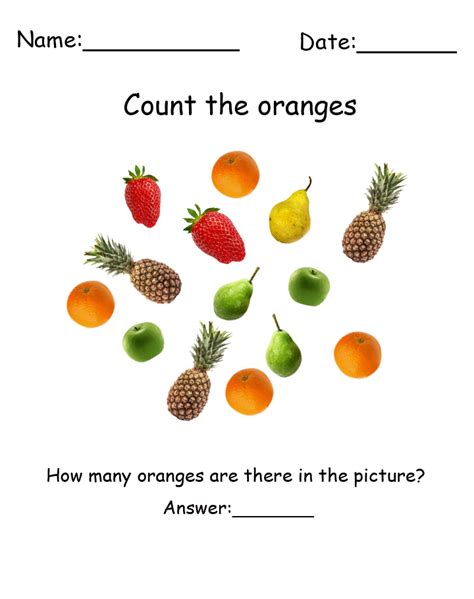 Count The Oranges Printable