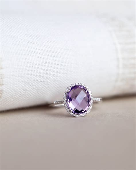 Purple Amethyst Gemstone Ring Gemstone Rings Diamond Gemstone