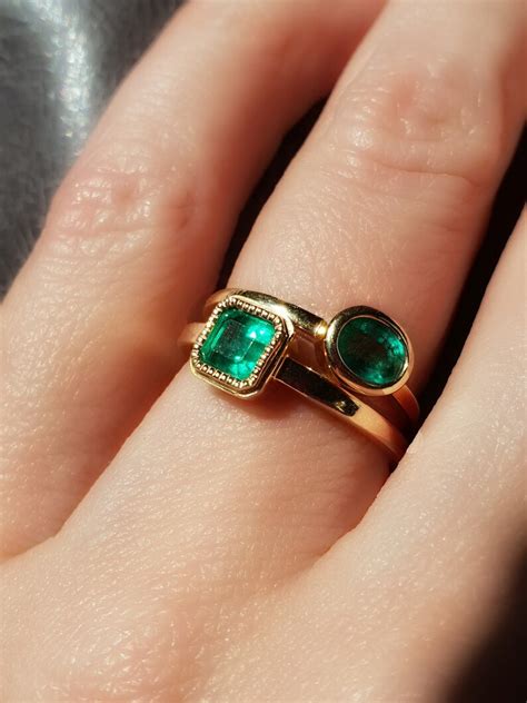 Oval Emerald Ring Bezel Set Natural Zambian Emerald Rich Etsy