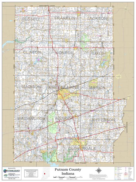 Putnam County Indiana 2018 Wall Map Mapping Solutions