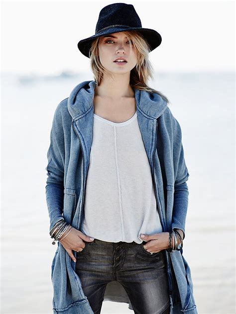 We're loving oversized slogan sweaters with. Lyst - Free People Oversized Zip Up Hoodie in Blue