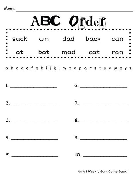 Alphabetical Order Worksheet 3rd Grade