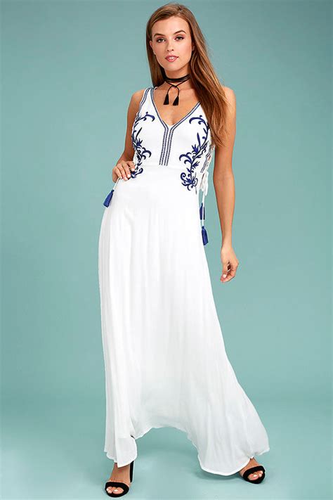 boho white maxi dress embroidered maxi dress lace up maxi dress 78 00 lulus