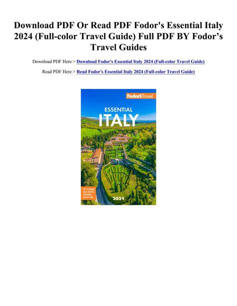 Pdf Download Fodors Essential Italy 2024 Full Color Travel Guide
