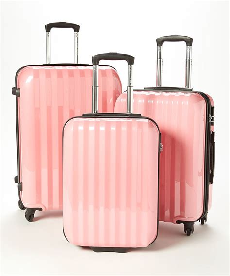 Pink Wheeled Three Piece Luggage Set Travel Luggage Set Luggage Sets