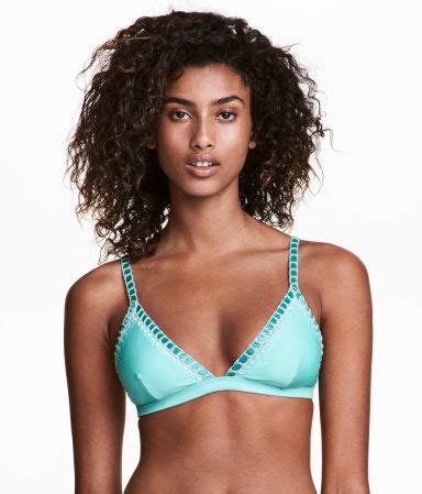 Turquoise Triangle Bikini Top With Adjustable Shoulder Straps