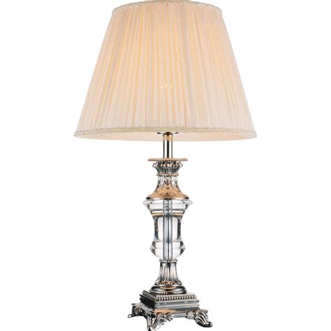 Crystal World Yale 25 In Brushed Nickel Table Lamp With Beige Shade