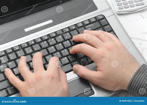 Businessman Typing On Notebook Laptop Stock Image Image Of Typing