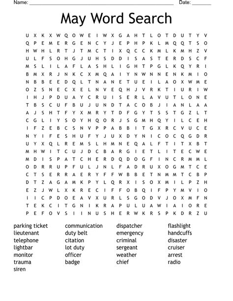 May Word Search Wordmint