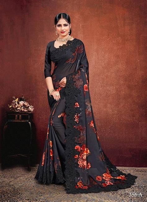Black Embroidered Organza Saree With Blouse P Bstyles India 3320267