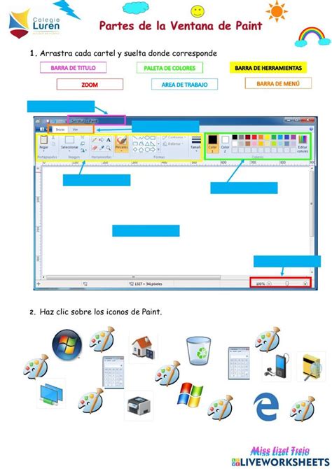 Partes De La Ventana De Paint Interactive Worksheet