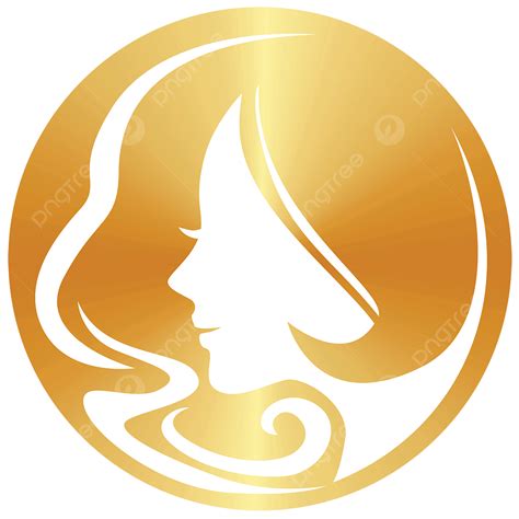 Gambar Logo Bulat Siluet Gaya Rambut Wanita Emas Perempuan Gaya