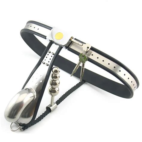Hot Sale Stainless Steel Chastity Belt Virginity Pants With Anal Plug Penis Bondage Cock Cage