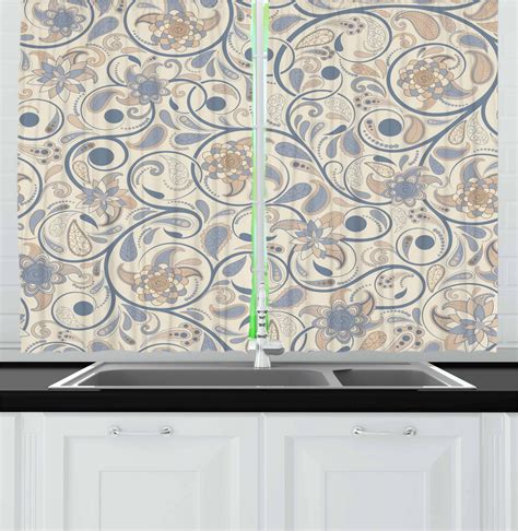 Modern Fabric Kitchen Curtains 2 Panel Set Window Drapes 55 X 39