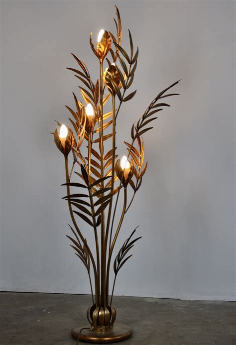 Led Flower Floor Lamp Midcentury Hand Painted Metal Flower Floor Lamp With Glass This